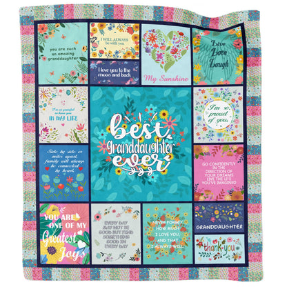 GiftoLuck “Best Granddaughter Ever” Flannel Blanket Soft Cozy Throw for Sofa, Bed & Living Room