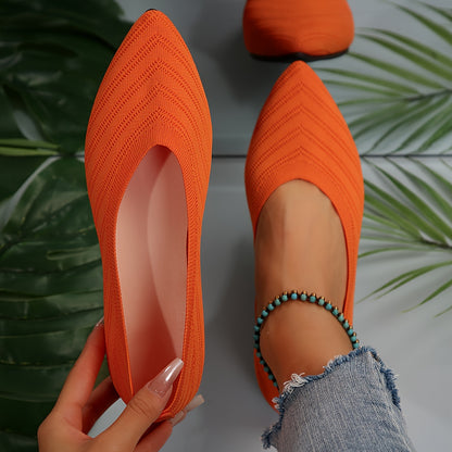 GifitoLuck Women’s Breathable Pointed Knit Flats, Lightweight Slip-On Casual Shoes for Spring 2026, Comfortable Everyday Walking Gift for Mum or Grandma