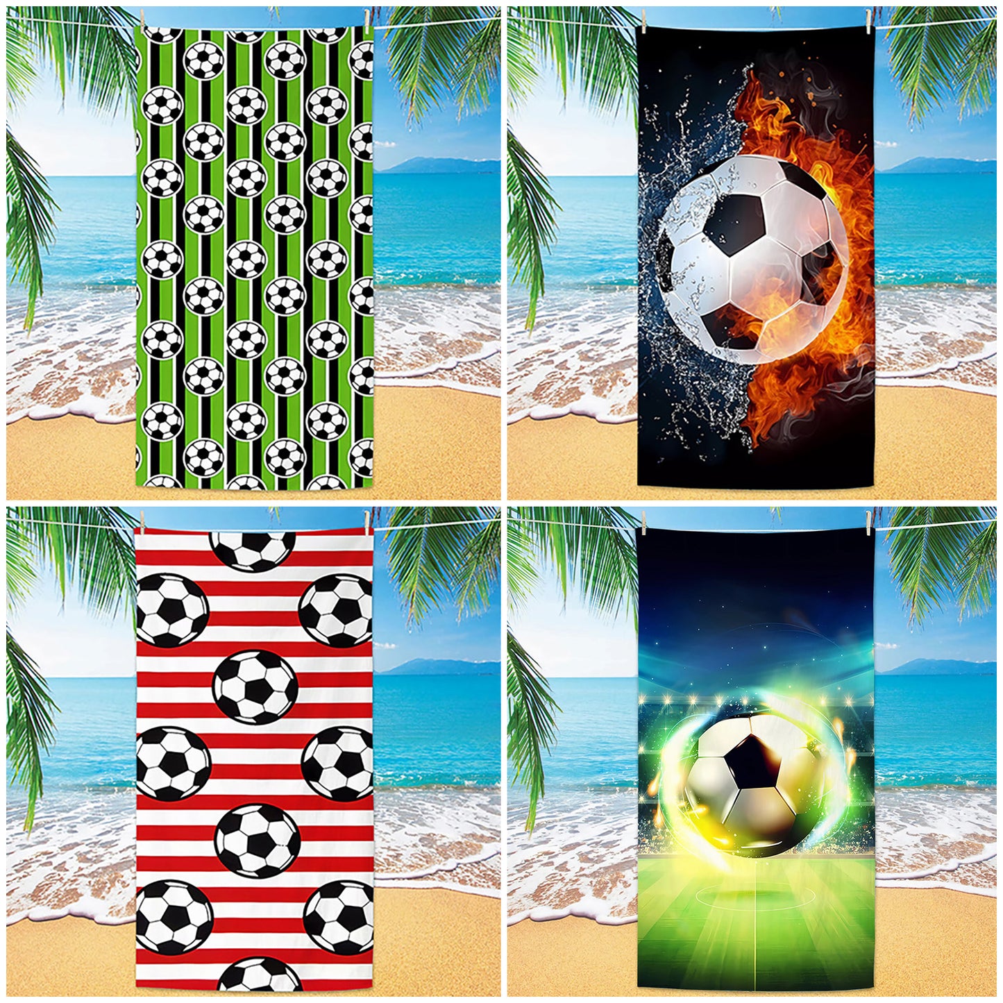 GiftoLuck 2026 Soccer World Cup Beach Towel Quick Dry Microfiber Sand Free Summer Travel Towel