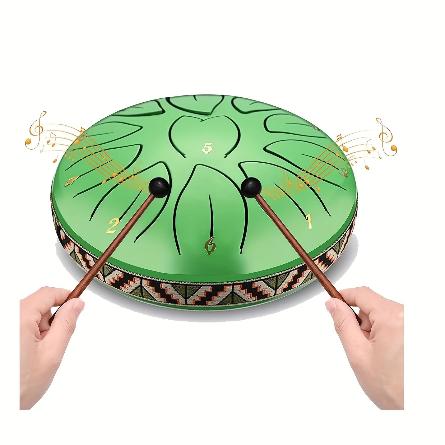 [Musical Instrument for Children&Adults] 6-Note,11-Note Steel Tongue Chakra Drum | 6-Inch (15.2cm) with Bag, Drum Mallets & Music Book | Outdoor Garden Rain Chime for Children&Adults