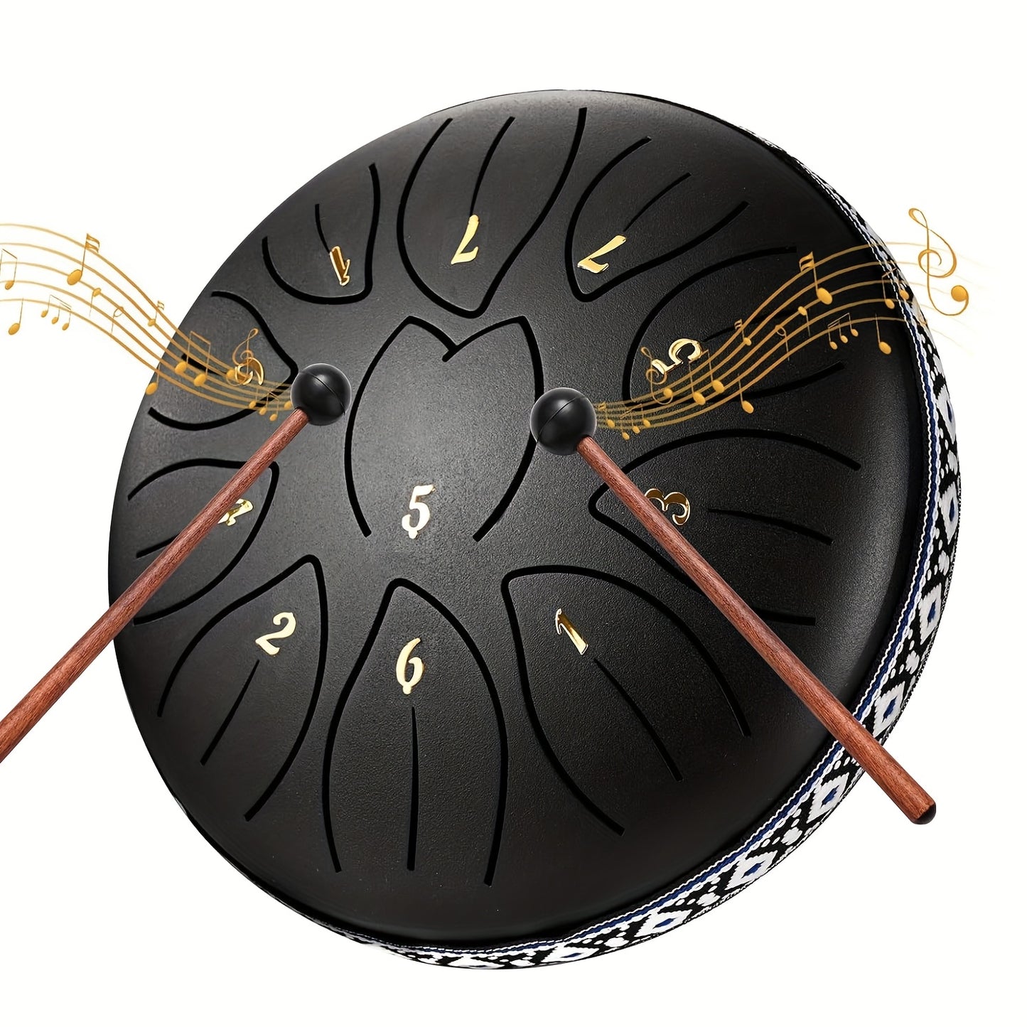 [Musical Instrument for Children&Adults] 6-Note,11-Note Steel Tongue Chakra Drum | 6-Inch (15.2cm) with Bag, Drum Mallets & Music Book | Outdoor Garden Rain Chime for Children&Adults
