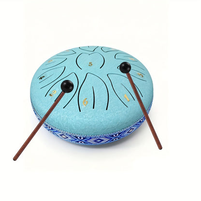 [Musical Instrument for Children&Adults] 6-Note,11-Note Steel Tongue Chakra Drum | 6-Inch (15.2cm) with Bag, Drum Mallets & Music Book | Outdoor Garden Rain Chime for Children&Adults