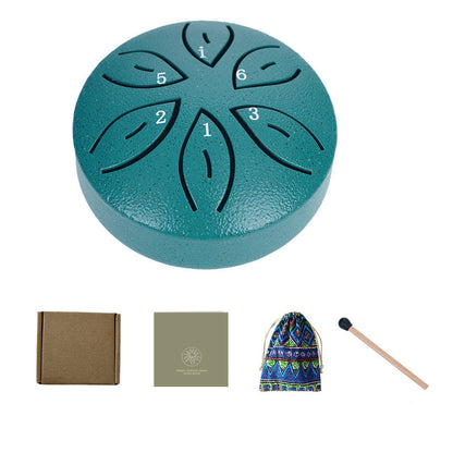 [Musical Instrument for Children&Adults] 6-Note,11-Note Steel Tongue Chakra Drum | 6-Inch (15.2cm) with Bag, Drum Mallets & Music Book | Outdoor Garden Rain Chime for Children&Adults