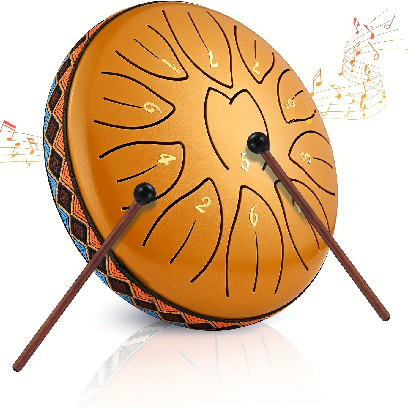 [Musical Instrument for Children&Adults] 6-Note,11-Note Steel Tongue Chakra Drum | 6-Inch (15.2cm) with Bag, Drum Mallets & Music Book | Outdoor Garden Rain Chime for Children&Adults
