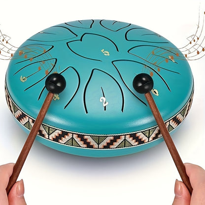[Musical Instrument for Children&Adults] 6-Note,11-Note Steel Tongue Chakra Drum | 6-Inch (15.2cm) with Bag, Drum Mallets & Music Book | Outdoor Garden Rain Chime for Children&Adults