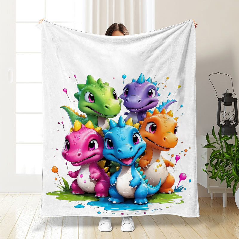 🦕【Cute Dinosaur Series】Cartoon Dinosaur Flannel Blanket for Kids Cute Gift for Boys & Girls