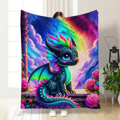 🦕【Cute Dinosaur Series】Cartoon Dinosaur Flannel Blanket for Kids Cute Gift for Boys & Girls