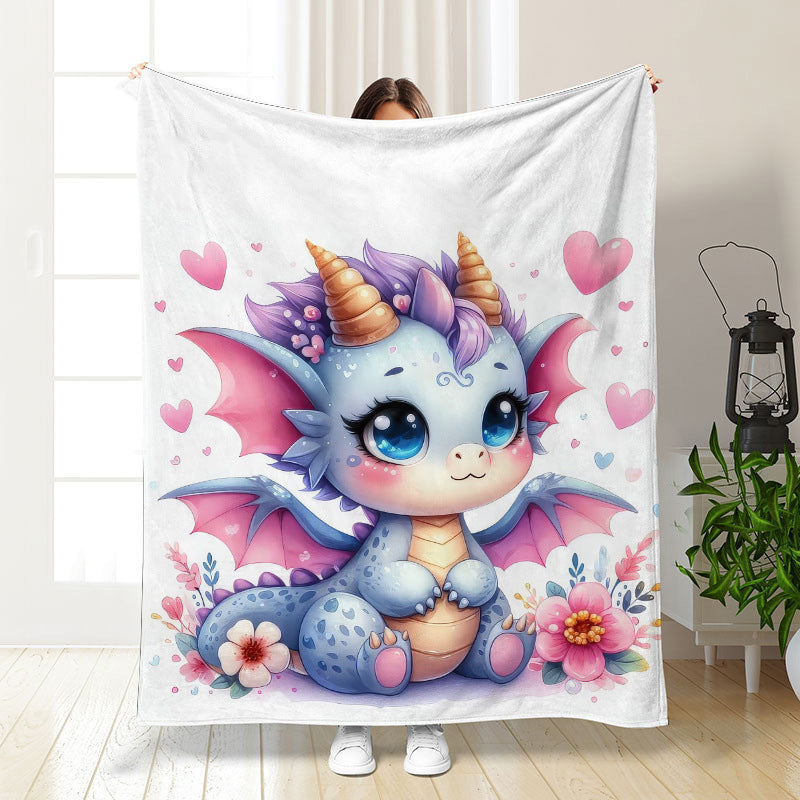 🦕【Cute Dinosaur Series】Cartoon Dinosaur Flannel Blanket for Kids Cute Gift for Boys & Girls
