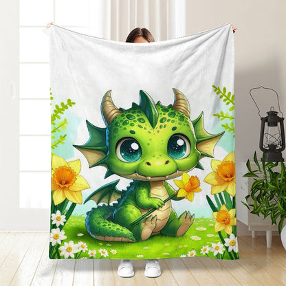 🦕【Cute Dinosaur Series】Cartoon Dinosaur Flannel Blanket for Kids Cute Gift for Boys & Girls