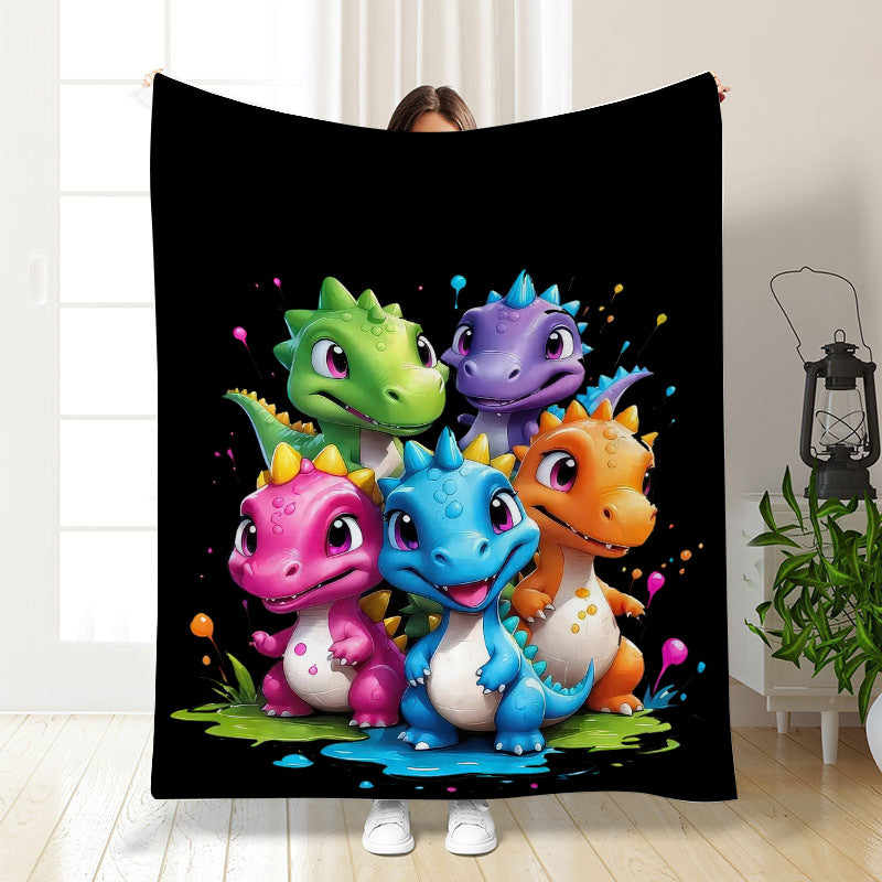 🦕【Cute Dinosaur Series】Cartoon Dinosaur Flannel Blanket for Kids Cute Gift for Boys & Girls
