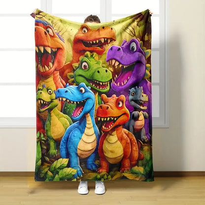 🦕【Cute Dinosaur Series】Cartoon Dinosaur Flannel Blanket for Kids Cute Gift for Boys & Girls