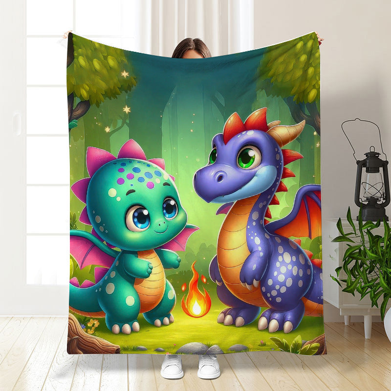 🦕【Cute Dinosaur Series】Cartoon Dinosaur Flannel Blanket for Kids Cute Gift for Boys & Girls