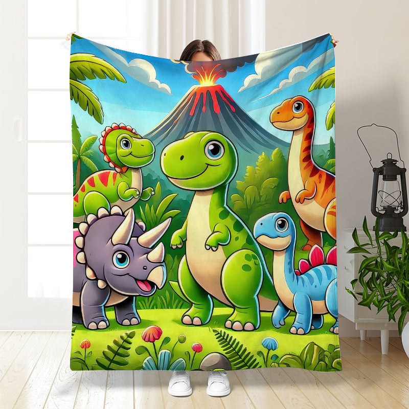 🦕【Cute Dinosaur Series】Cartoon Dinosaur Flannel Blanket for Kids Cute Gift for Boys & Girls