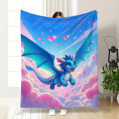 🦕【Cute Dinosaur Series】Cartoon Dinosaur Flannel Blanket for Kids Cute Gift for Boys & Girls