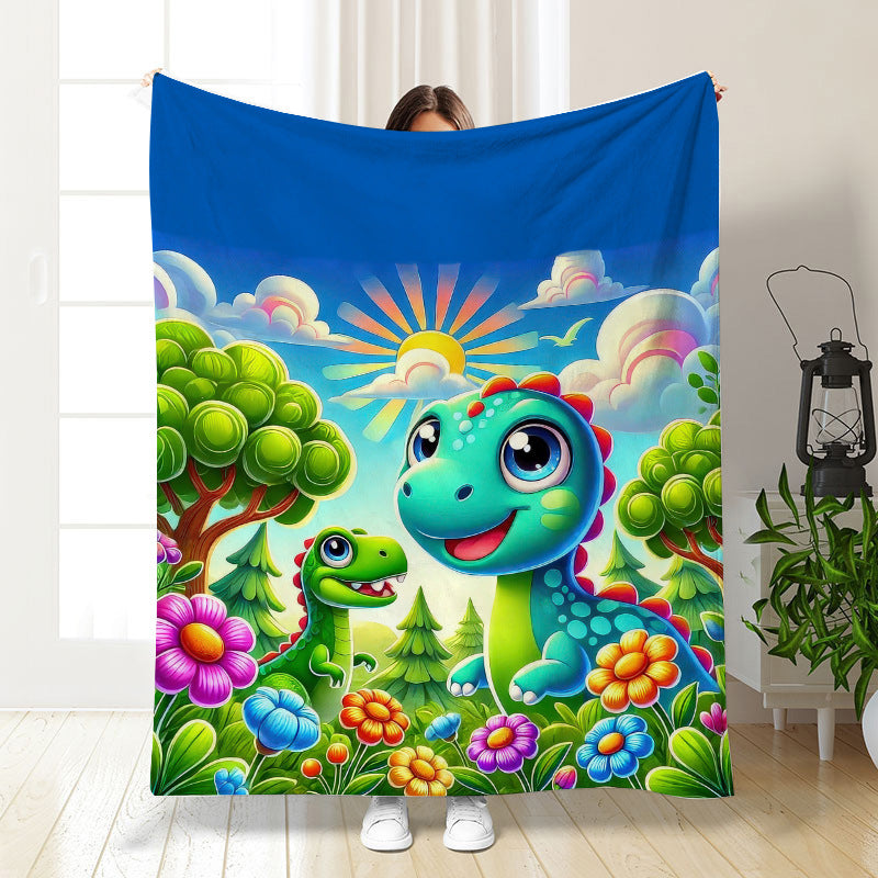 🦕【Cute Dinosaur Series】Cartoon Dinosaur Flannel Blanket for Kids Cute Gift for Boys & Girls