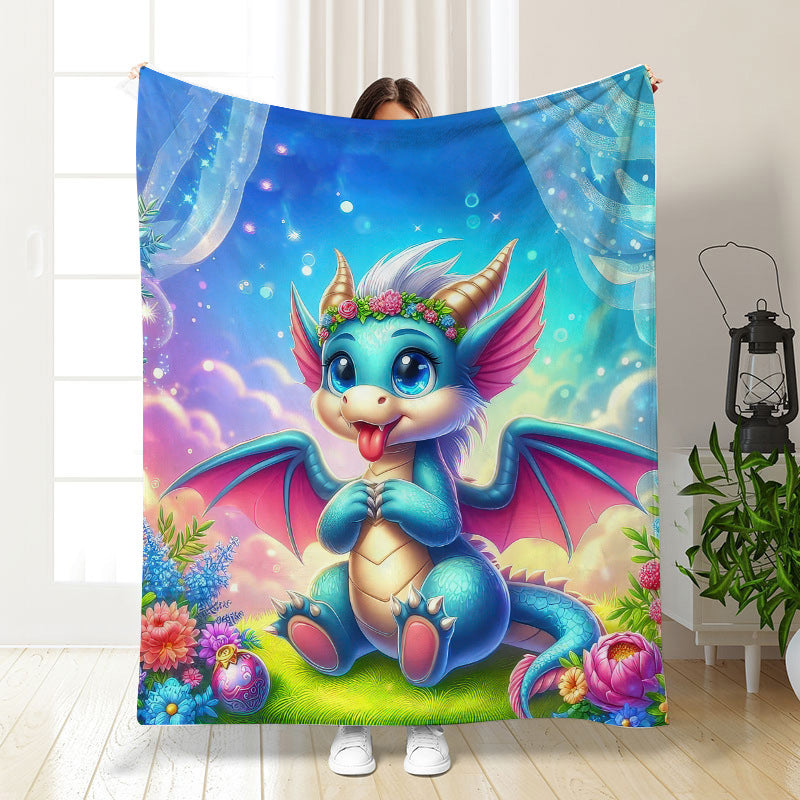 🦕【Cute Dinosaur Series】Cartoon Dinosaur Flannel Blanket for Kids Cute Gift for Boys & Girls
