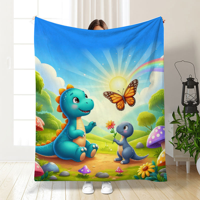 🦕【Cute Dinosaur Series】Cartoon Dinosaur Flannel Blanket for Kids Cute Gift for Boys & Girls