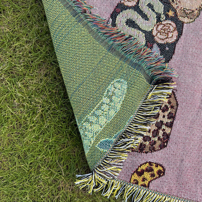 GifitoLuck Elegant Leopard Knitted Fringe Throw Blanket Sofa Tapestry UK Home Decor