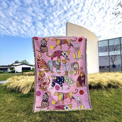 GifitoLuck Elegant Leopard Knitted Fringe Throw Blanket Sofa Tapestry UK Home Decor