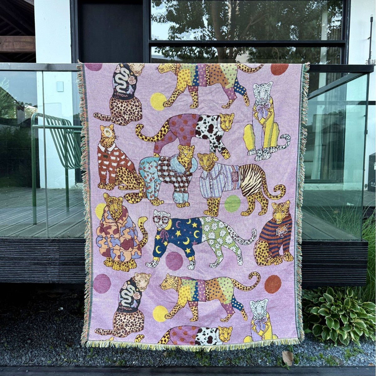 GifitoLuck Elegant Leopard Knitted Fringe Throw Blanket Sofa Tapestry UK Home Decor