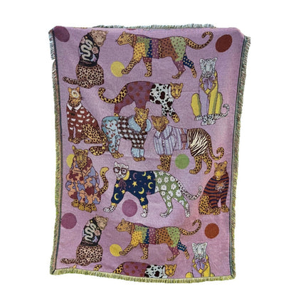 GifitoLuck Elegant Leopard Knitted Fringe Throw Blanket Sofa Tapestry UK Home Decor