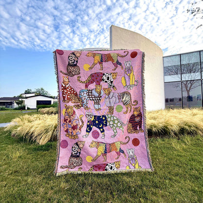 GifitoLuck Elegant Leopard Knitted Fringe Throw Blanket Sofa Tapestry UK Home Decor