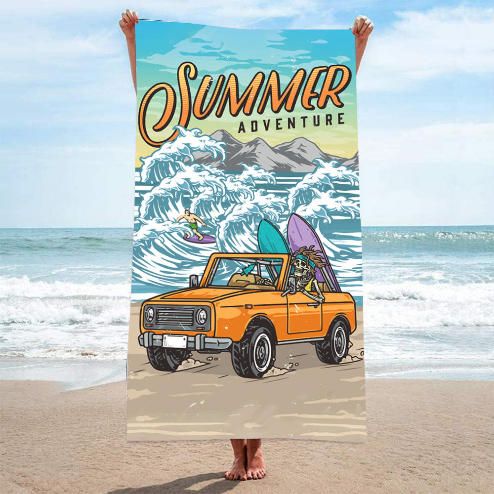 GiftoLuck Summer Time Animals Print Sand Free Beach Towel Quick Dry Holiday Travel Swimming Bath Towel