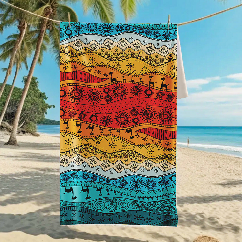 GiftoLuck Summer Time Animals Print Sand Free Beach Towel Quick Dry Holiday Travel Swimming Bath Towel