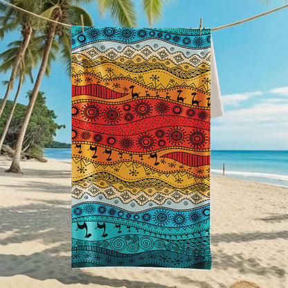 GiftoLuck Summer Time Animals Print Sand Free Beach Towel Quick Dry Holiday Travel Swimming Bath Towel