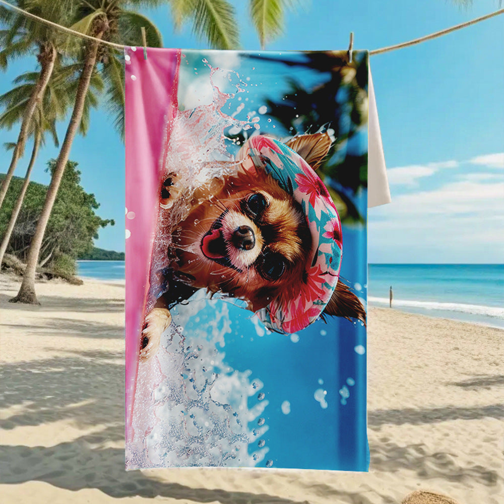 GiftoLuck Summer Time Animals Print Sand Free Beach Towel Quick Dry Holiday Travel Swimming Bath Towel