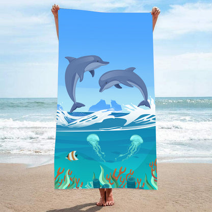 GiftoLuck Summer Time Animals Print Sand Free Beach Towel Quick Dry Holiday Travel Swimming Bath Towel