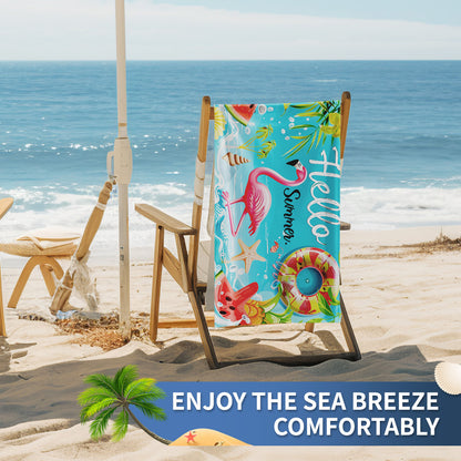 GiftoLuck Summer Time Animals Print Sand Free Beach Towel Quick Dry Holiday Travel Swimming Bath Towel