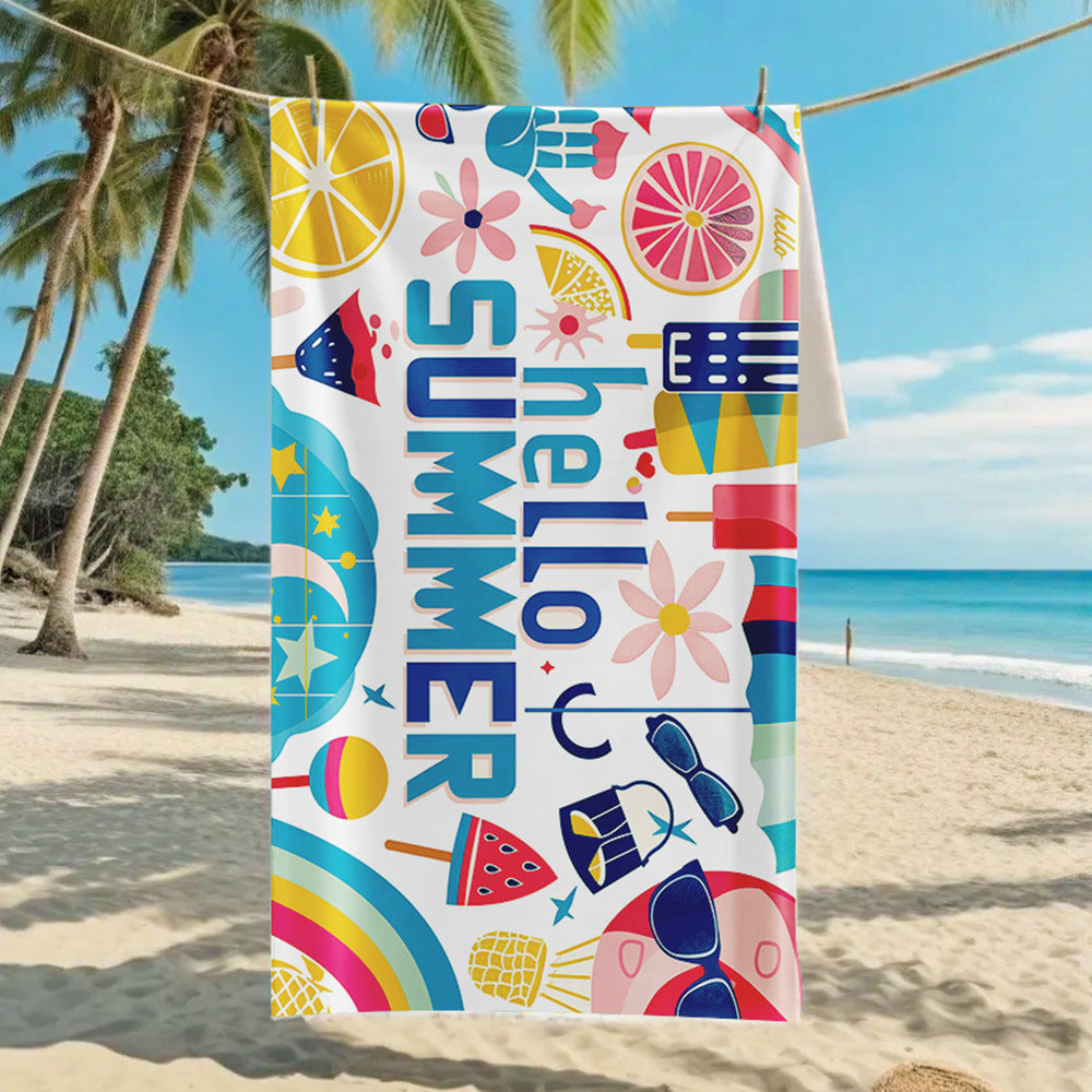 GiftoLuck Summer Time Animals Print Sand Free Beach Towel Quick Dry Holiday Travel Swimming Bath Towel