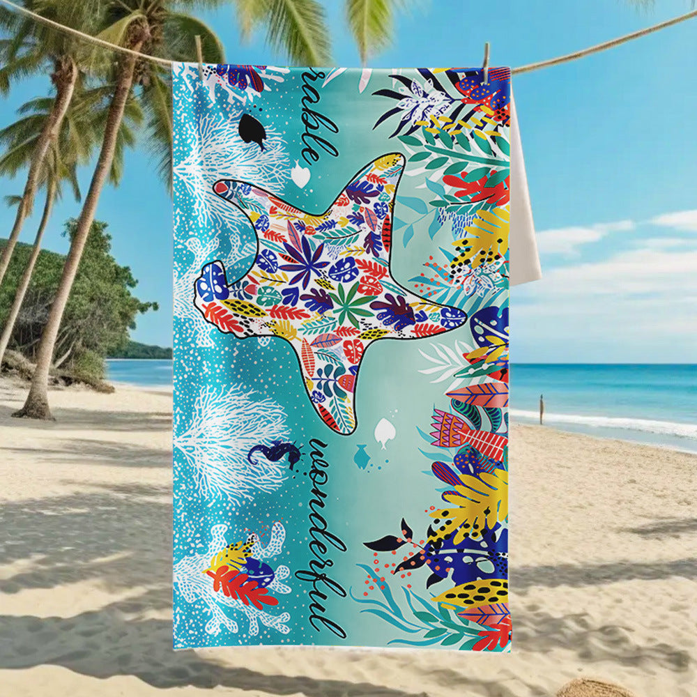 GiftoLuck Summer Time Animals Print Sand Free Beach Towel Quick Dry Holiday Travel Swimming Bath Towel