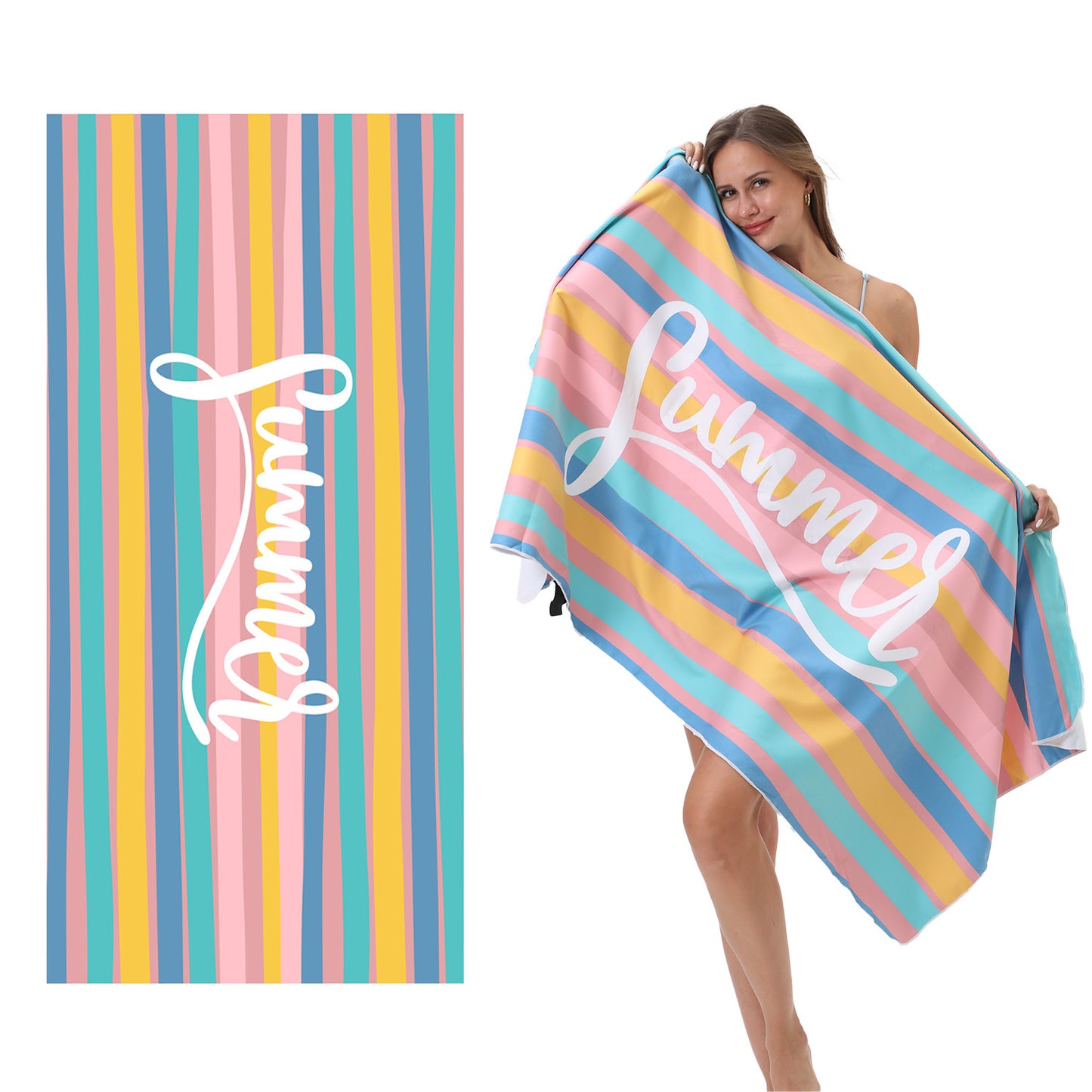 GiftoLuck Summer Time Animals Print Sand Free Beach Towel Quick Dry Holiday Travel Swimming Bath Towel