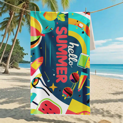 GiftoLuck Summer Time Animals Print Sand Free Beach Towel Quick Dry Holiday Travel Swimming Bath Towel