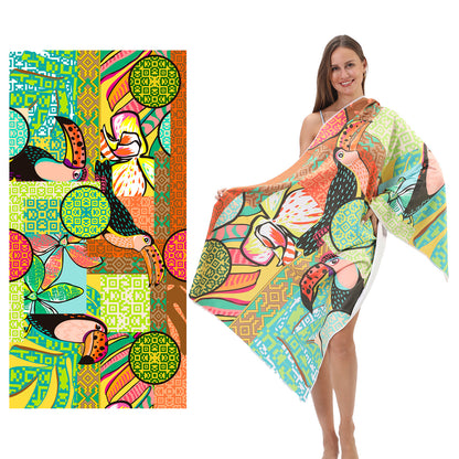GiftoLuck Summer Time Animals Print Sand Free Beach Towel Quick Dry Holiday Travel Swimming Bath Towel