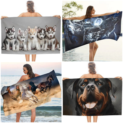 GiftoLuck Moon Turtle Animals Print Quick Dry Beach Towel Summer Holiday Travel Soft Bath Towel