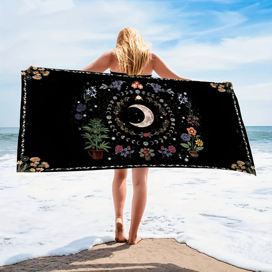 GiftoLuck Moon Turtle Animals Print Quick Dry Beach Towel Summer Holiday Travel Soft Bath Towel