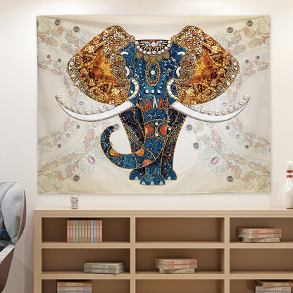 GiftoLuck Joyful Elephants & Deer Wall Tapestry, Bedroom Headboard Wall Decor, Universal Background Cloth, Fabric Art Poster for Room Decoration