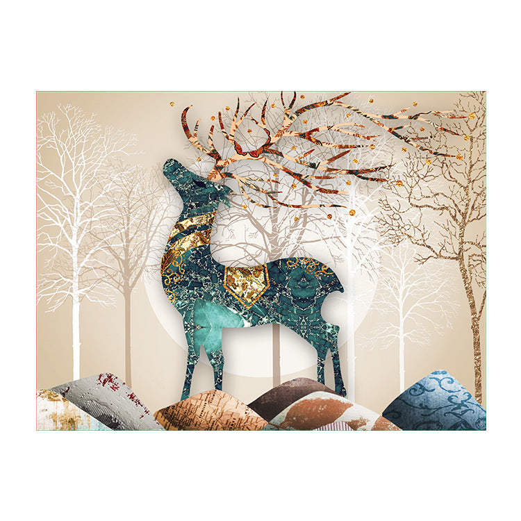 GiftoLuck Joyful Elephants & Deer Wall Tapestry, Bedroom Headboard Wall Decor, Universal Background Cloth, Fabric Art Poster for Room Decoration