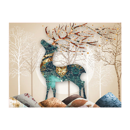 GiftoLuck Joyful Elephants & Deer Wall Tapestry, Bedroom Headboard Wall Decor, Universal Background Cloth, Fabric Art Poster for Room Decoration