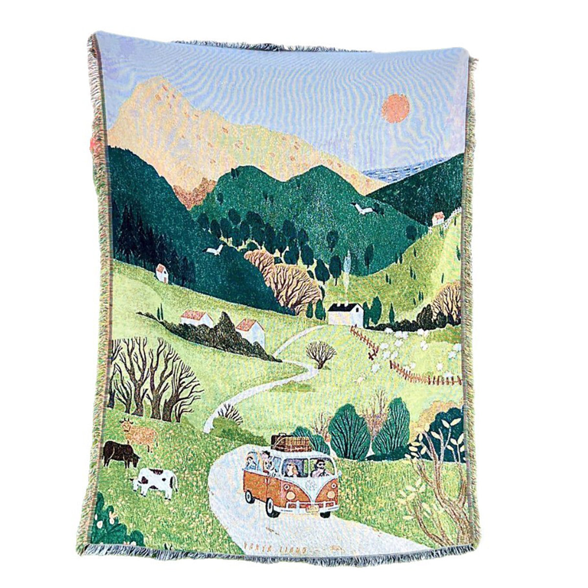 GiftoLuck Scenic Jacquar Wall Tapestry Throw Blanket Taipéis– Woven Sofa Cover, Outdoor Camping Blanket & Living Room Wall Decor