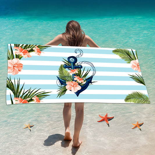 GiftoLuck Anchor Summer Beach Towel Quick Dry Sand Free Travel Swimming Pool Bath Towel