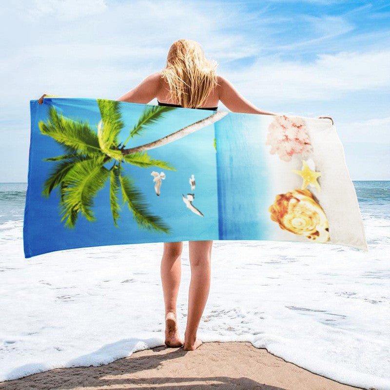 GiftoLuck Summer Beach Towel Quick Dry Coconut Tree Holiday Travel Swimming Beach Towel