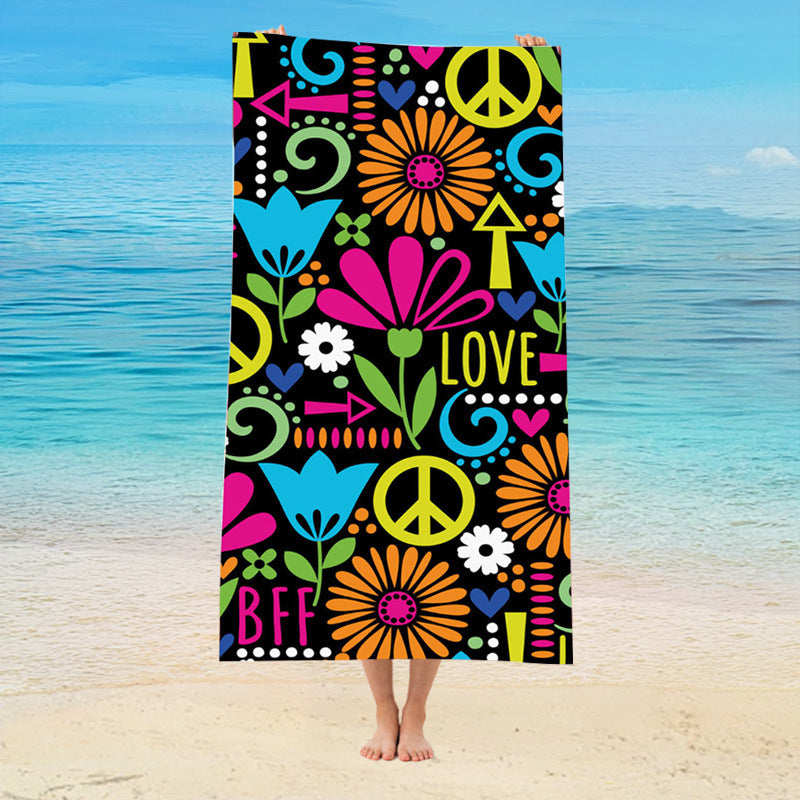 GiftoLuck Colorful Floral Print Quick Dry Beach Towel Soft Summer Holiday Travel Bath Towel