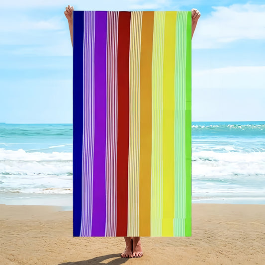 GiftoLuck Rainbow Striped Quick Dry Beach Towel Summer Holiday Travel Essential