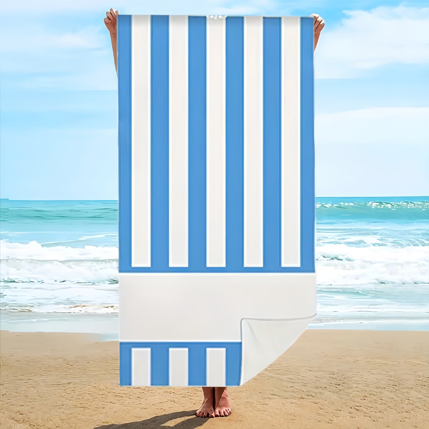 GiftoLuck Rainbow Striped Quick Dry Beach Towel Summer Holiday Travel Essential