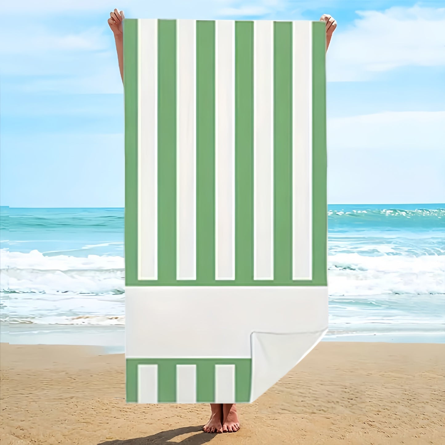 GiftoLuck Rainbow Striped Quick Dry Beach Towel Summer Holiday Travel Essential