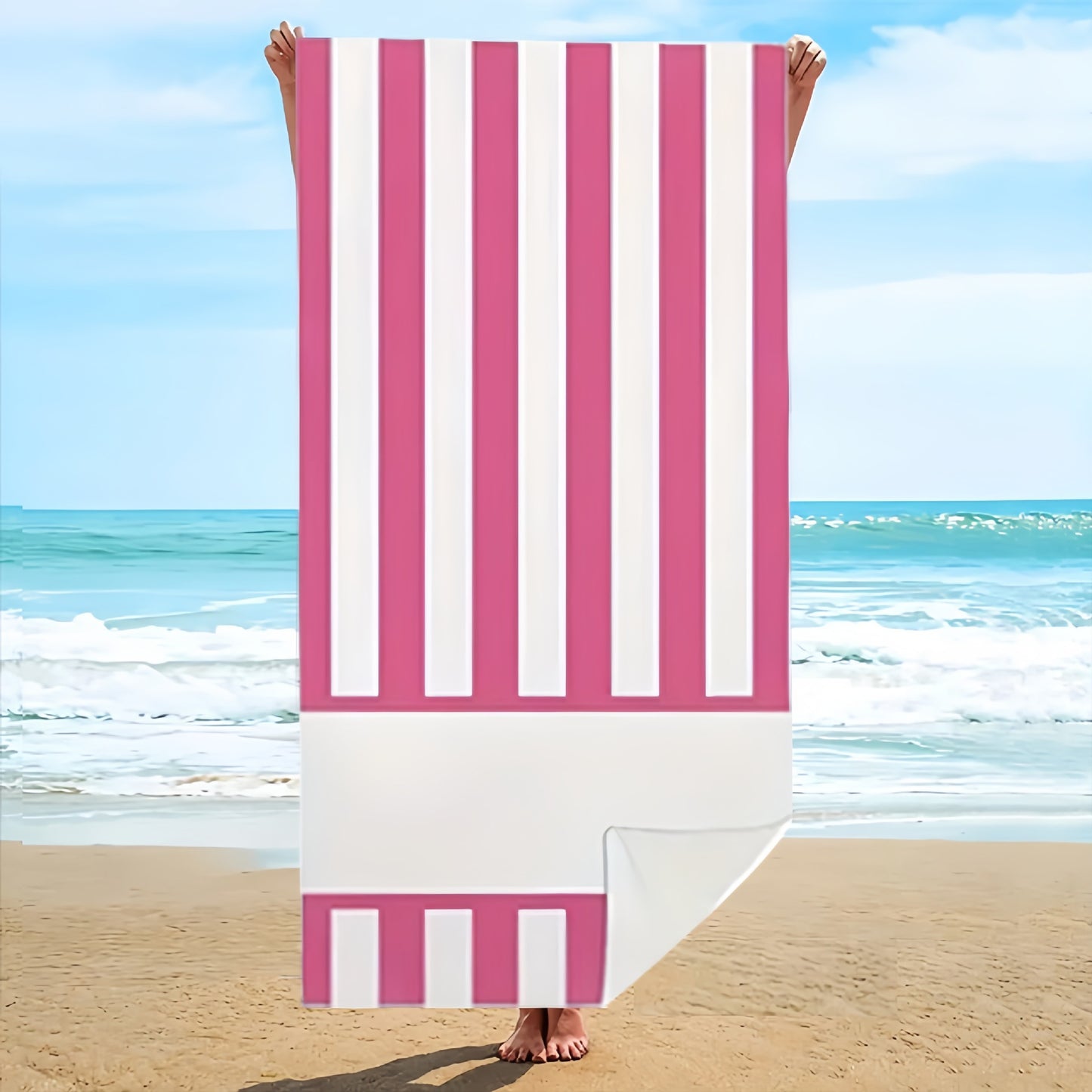 GiftoLuck Rainbow Striped Quick Dry Beach Towel Summer Holiday Travel Essential